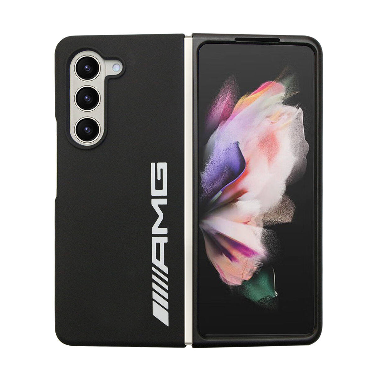 Galaxy Z Fold 5 Kılıf AMG Magsafe Şarj Özellikli Büyük Logo Dizayn Orjinal Lisanslı Kapak Siyah