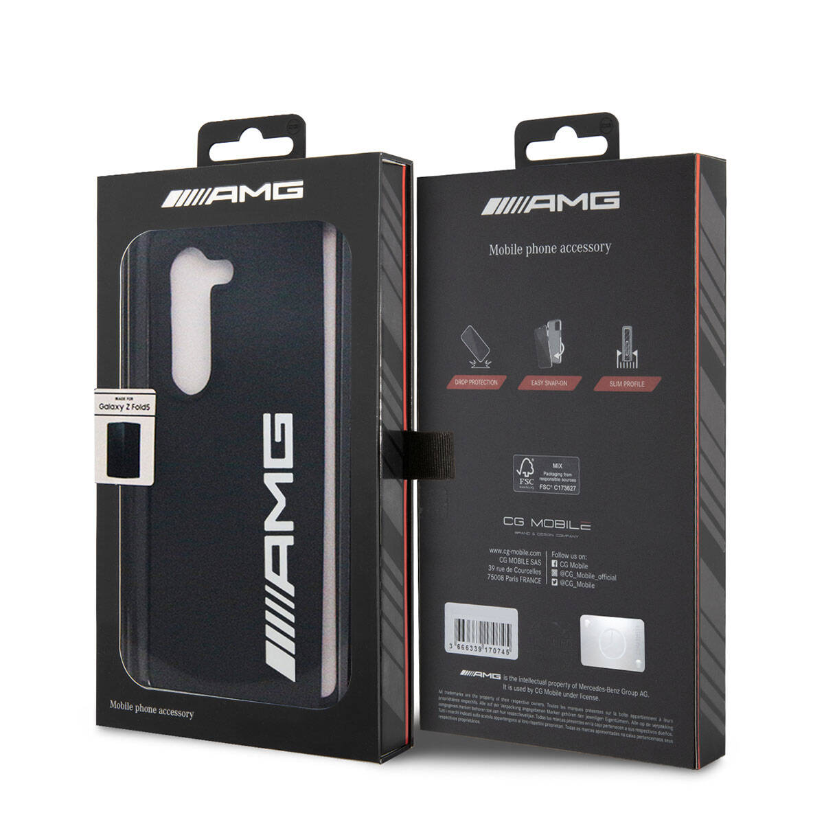 Galaxy Z Fold 5 Kılıf AMG Magsafe Şarj Özellikli Büyük Logo Dizayn Orjinal Lisanslı Kapak Siyah