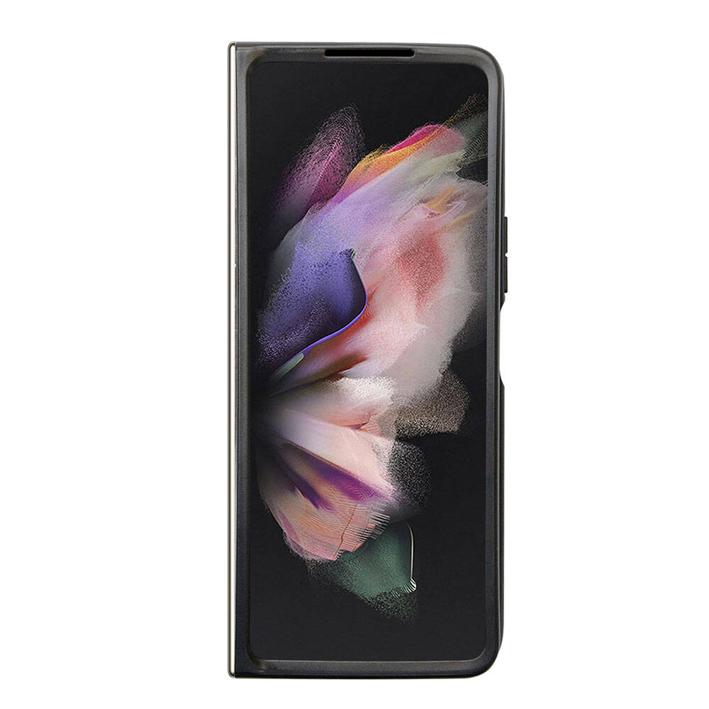 Galaxy Z Fold 5 Kılıf Guess Orjinal Lisanslı PU Deri Taşlı Üçgen Logo 4G Desenli Strass Kapak Kahverengi