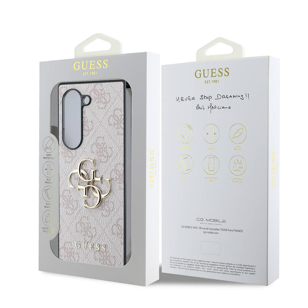 Galaxy Z Fold 6 Kılıf Guess Orjinal Lisanslı Leather Metal Logo Kapak Kahverengi