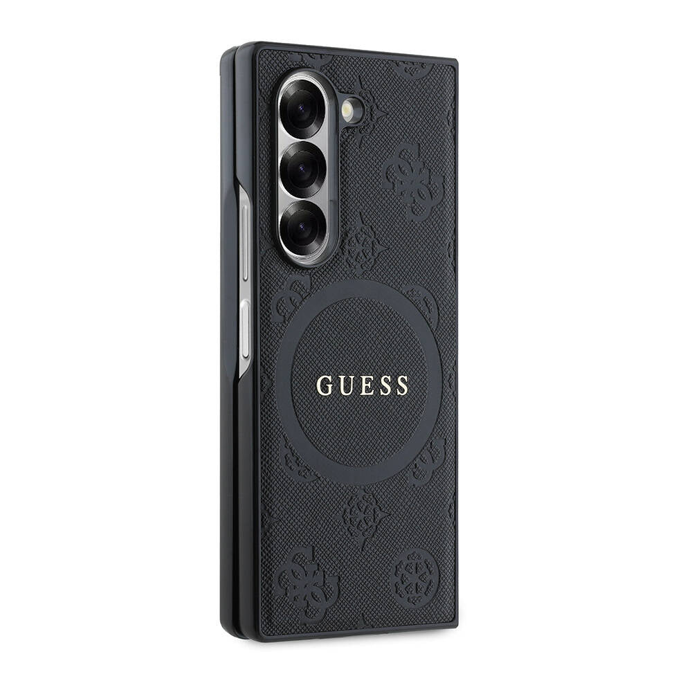 Galaxy Z Fold 6 Kılıf Guess Orjinal Lisanslı Magsafe Şarj Özellikli Saffiano Metal Logo Kapak Siyah