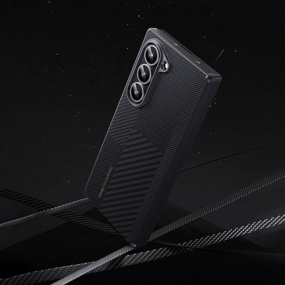Galaxy Z Fold 6 Kılıf Karbon Fiber Benks Montage ArmorAir Kevlar Kapak Siyah