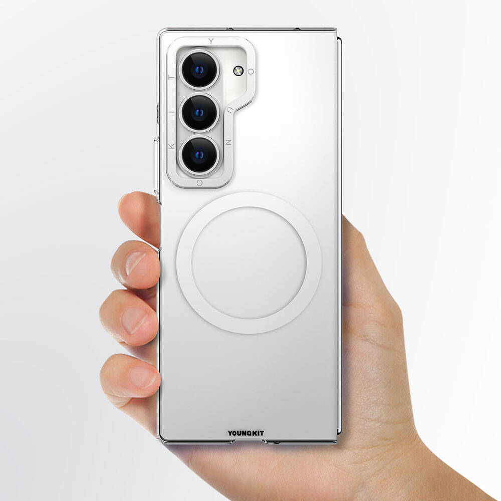 Galaxy Z Fold 6 Kılıf Magsafe Şarj Özellikli Şeffaf Youngkit Crystal Shield Serisi Kapak Şeffaf