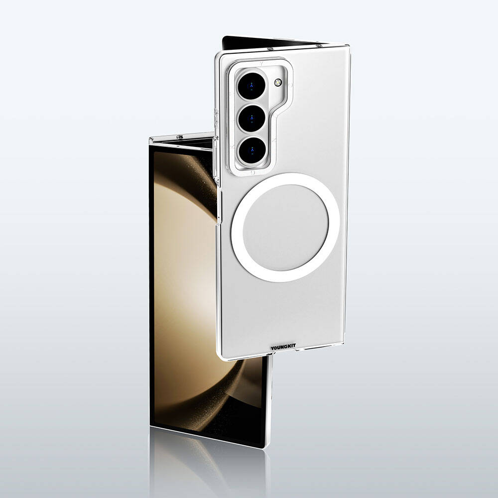 Galaxy Z Fold 6 Kılıf Magsafe Şarj Özellikli Şeffaf Youngkit Crystal Shield Serisi Kapak Şeffaf