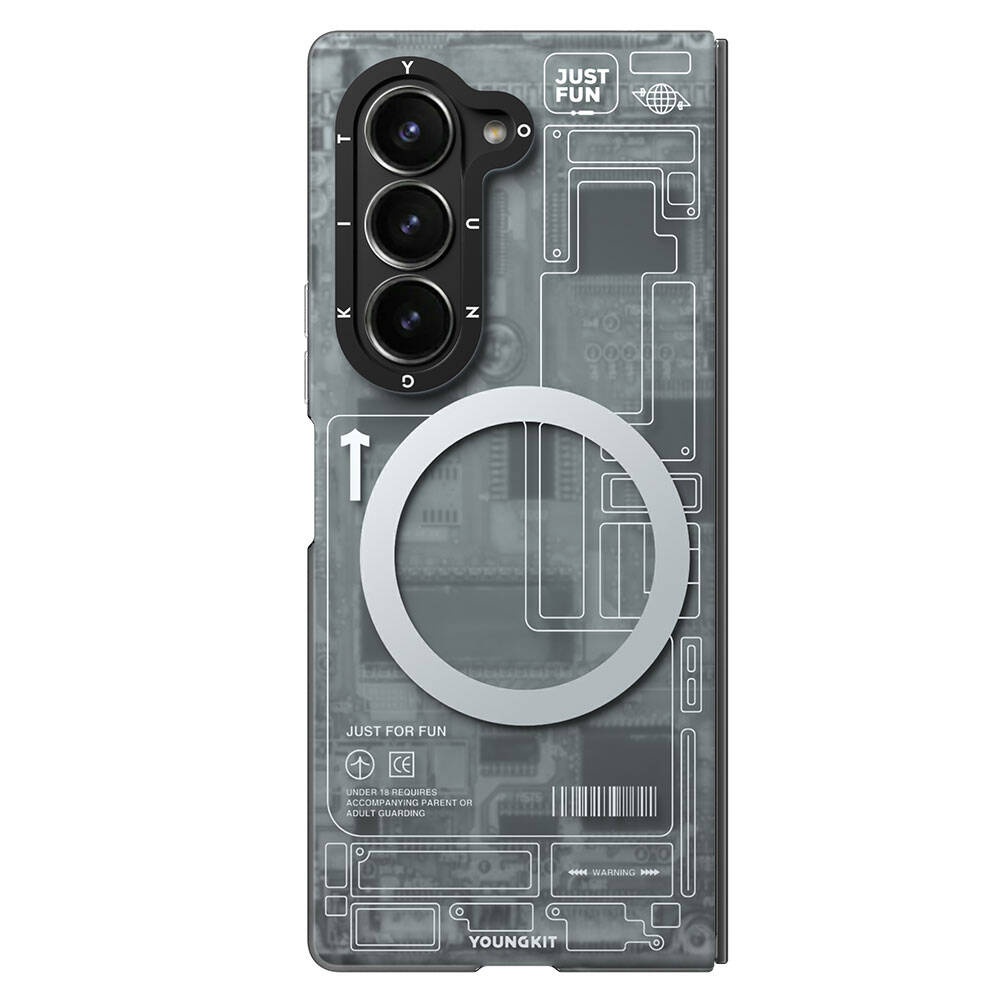 Galaxy Z Fold 6 Kılıf Magsafe Şarj Özellikli Youngkit Technology Serisi Kapak Mavi