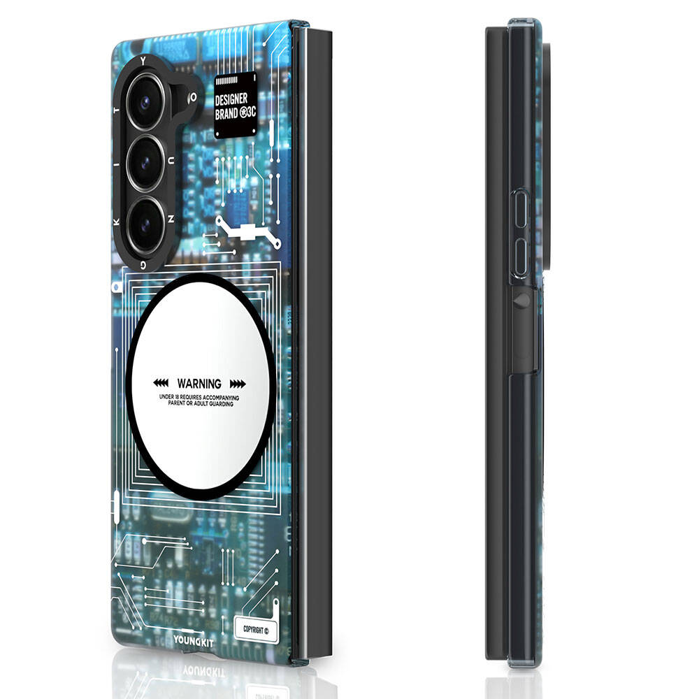 Galaxy Z Fold 6 Kılıf Magsafe Şarj Özellikli Youngkit Technology Serisi Kapak Mavi