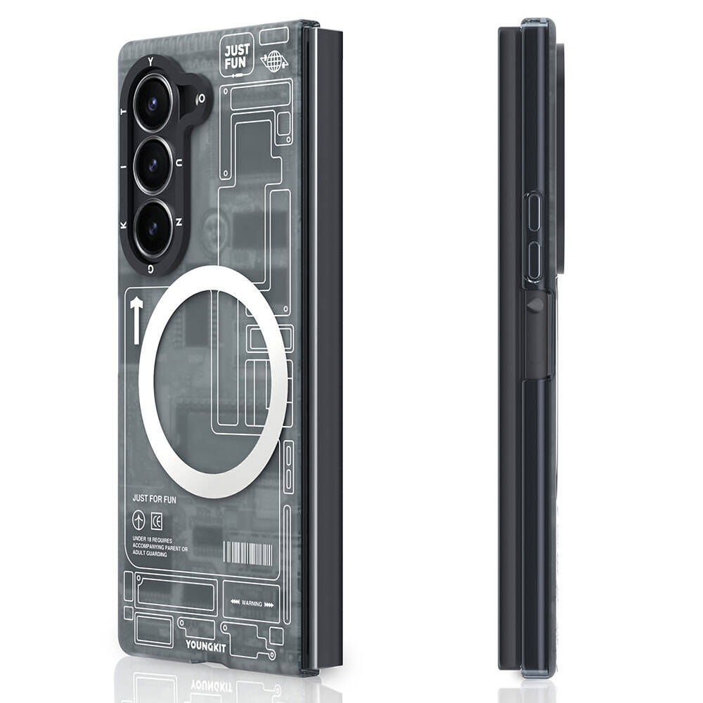 Galaxy Z Fold 6 Kılıf Magsafe Şarj Özellikli Youngkit Technology Serisi Kapak Siyah