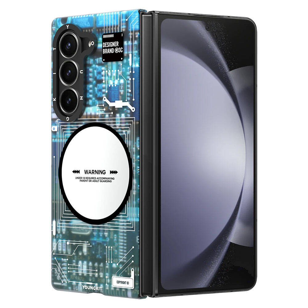 Galaxy Z Fold 6 Kılıf Magsafe Şarj Özellikli Youngkit Technology Serisi Kapak Siyah