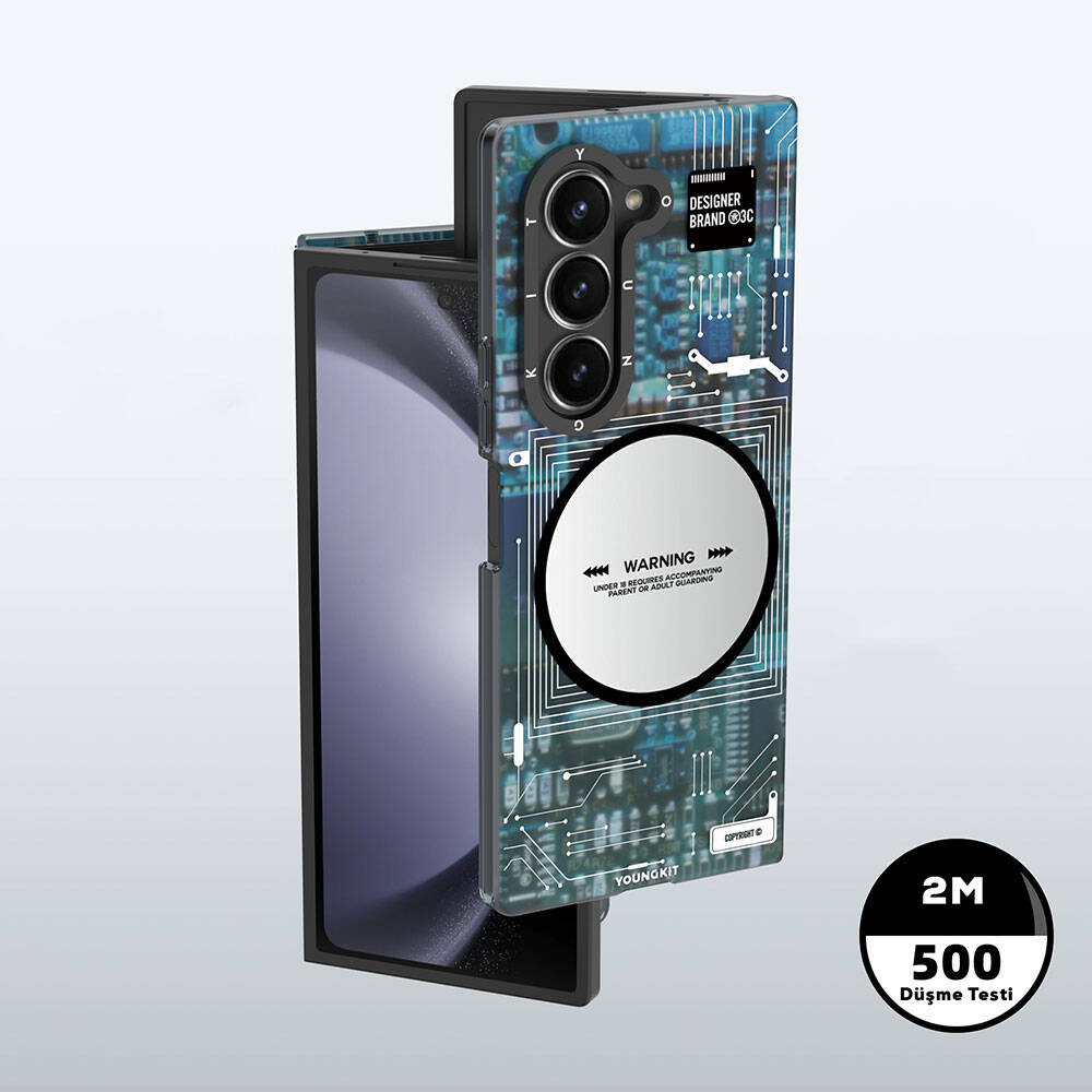 Galaxy Z Fold 6 Kılıf Magsafe Şarj Özellikli Youngkit Technology Serisi Kapak Siyah