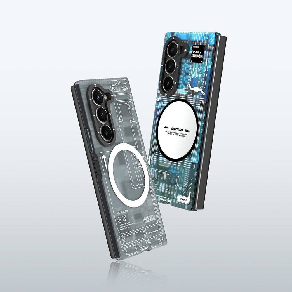 Galaxy Z Fold 6 Kılıf Magsafe Şarj Özellikli Youngkit Technology Serisi Kapak Mavi
