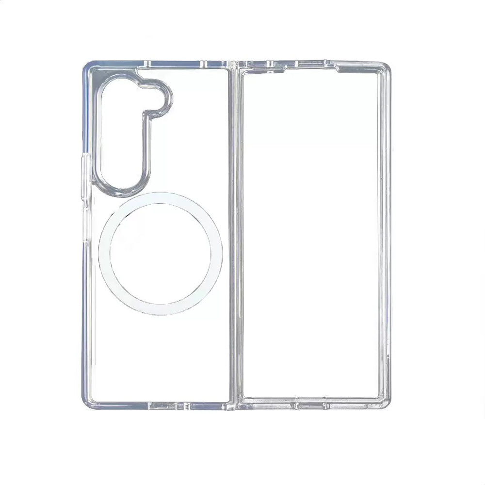 Galaxy Z Fold 7 Kılıf M-safe Şarj Özellikli Şeffaf Sert PC Zore Embos Kapak Şeffaf