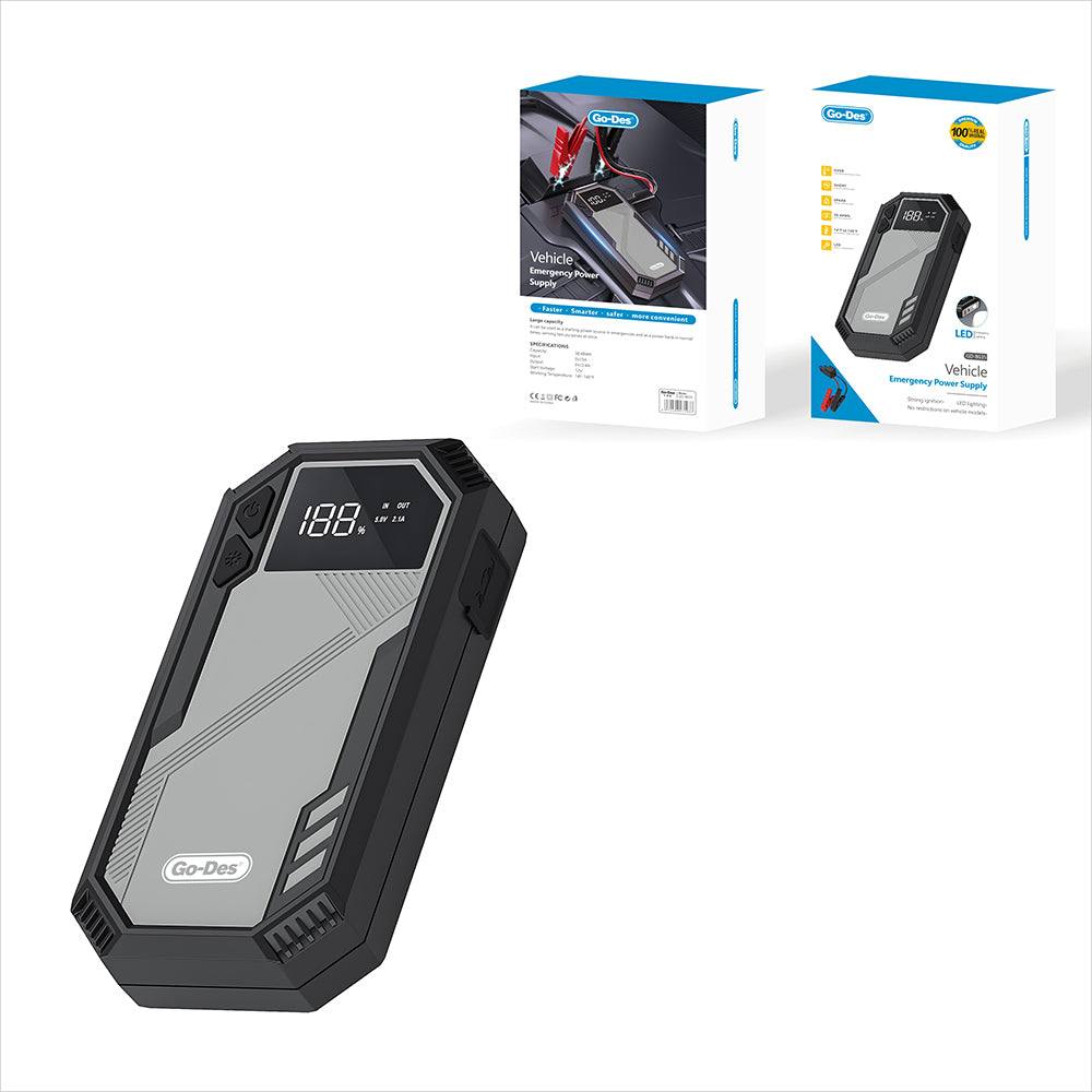 Go Des GD-B635 LED Işıklı Araç Akü Acil Durum Takviye Güç Kaynağı 12V Siyah