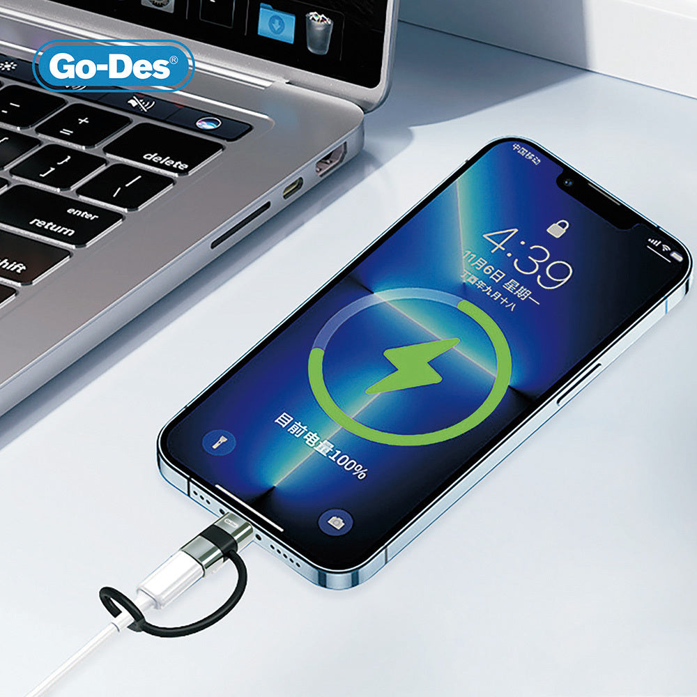 Go-Des GD-CT068  Lightning to Type-C Data Ve Hızlı Şarj Adaptörü Siyah