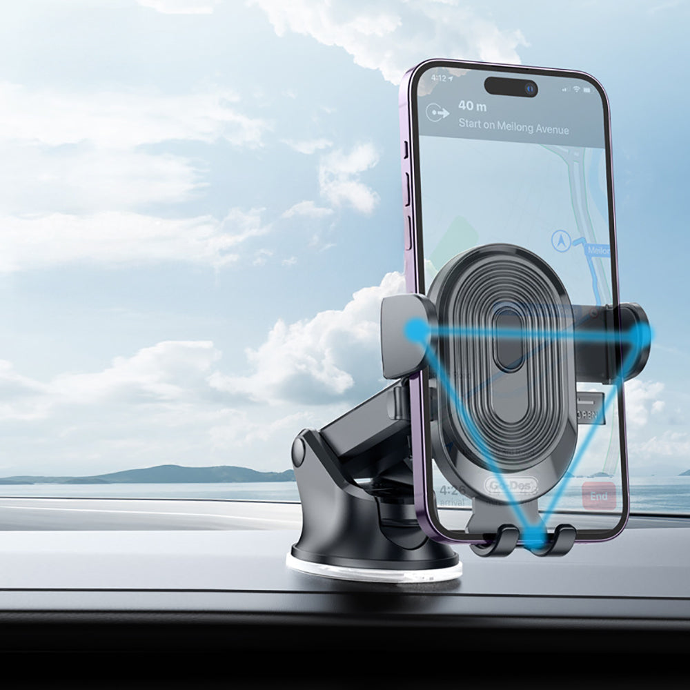 Go Des GD-HD353 360 Derece Dönebilen Vakumlu Tasarım Araç İçi Telefon Tutucu Siyah