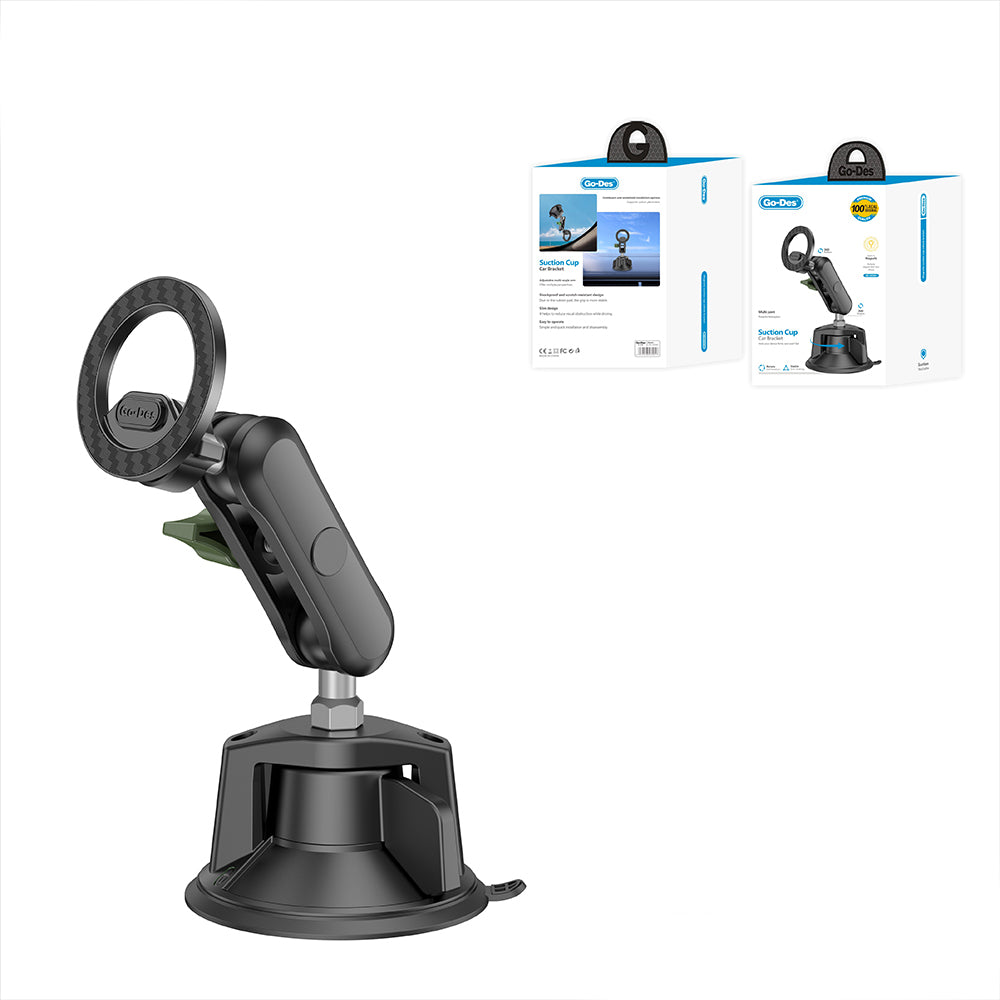 Go Des GD-HD361 360 Derece Dönebilen Vakumlu Tasarım Magnetik Araç İçi Telefon Tutucu Siyah