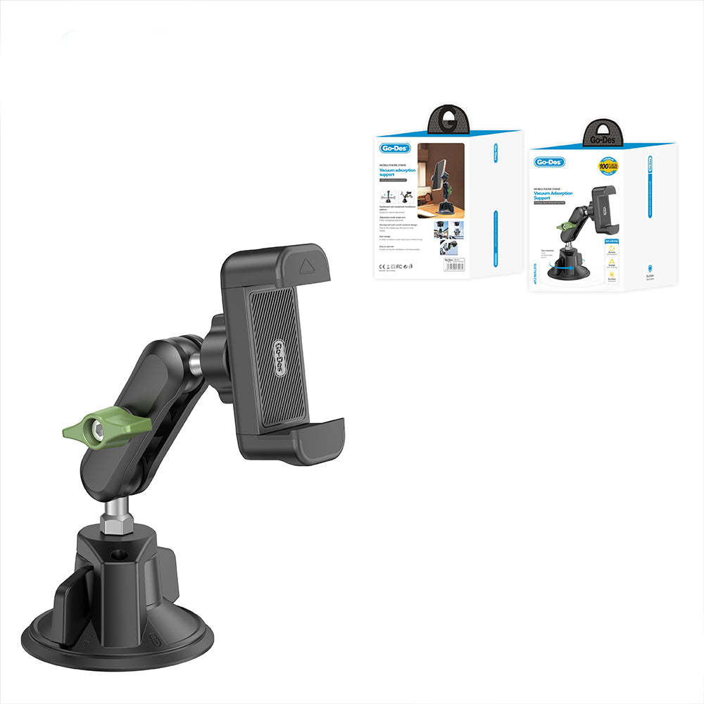 Go Des GD-HD362 360 Derece Dönebilen Vakumlu Tasarım Araç İçi Telefon Tutucu Siyah