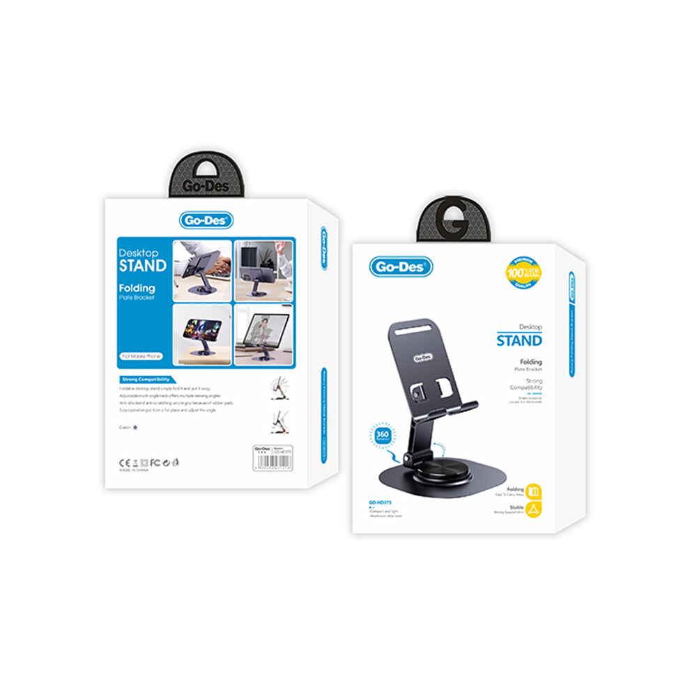 Go Des GD-HD373 Ayarlanabilir Katlanabilir 360 Derece Dönebilen Telefon ve Tablet Standı Siyah