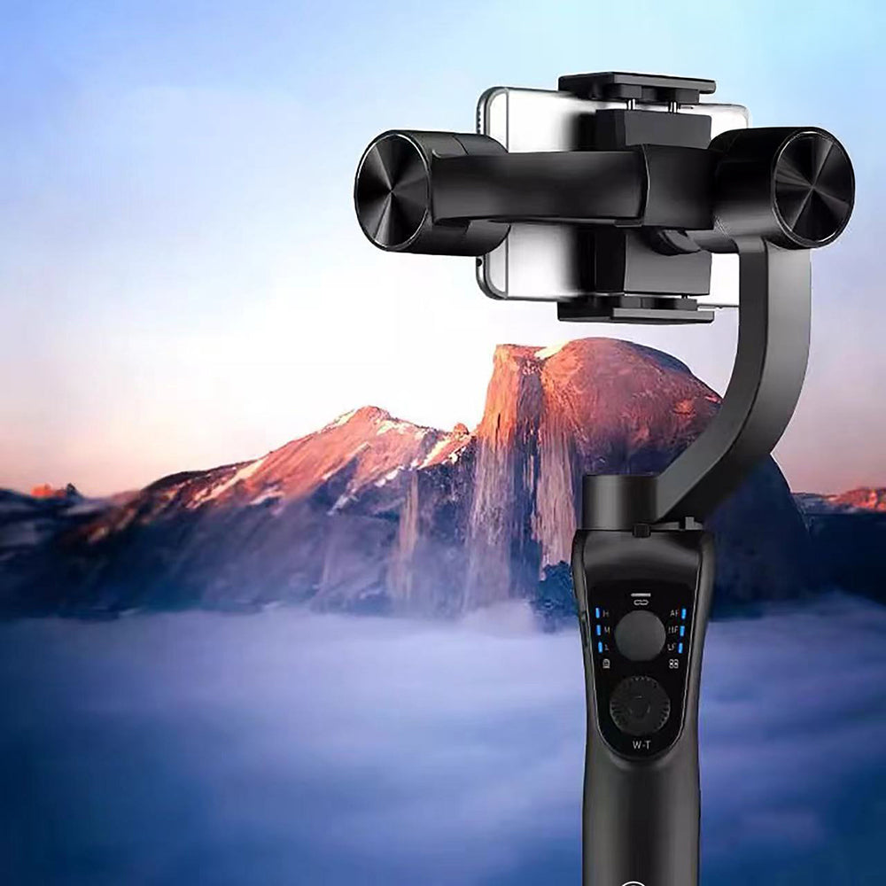 Go Des GD-S5 3 Eksenli El Tipi Yüz Tanıma Takip Özellikli Led Işıklandırma Aparatlı Gimbal Stabilizatör Siyah