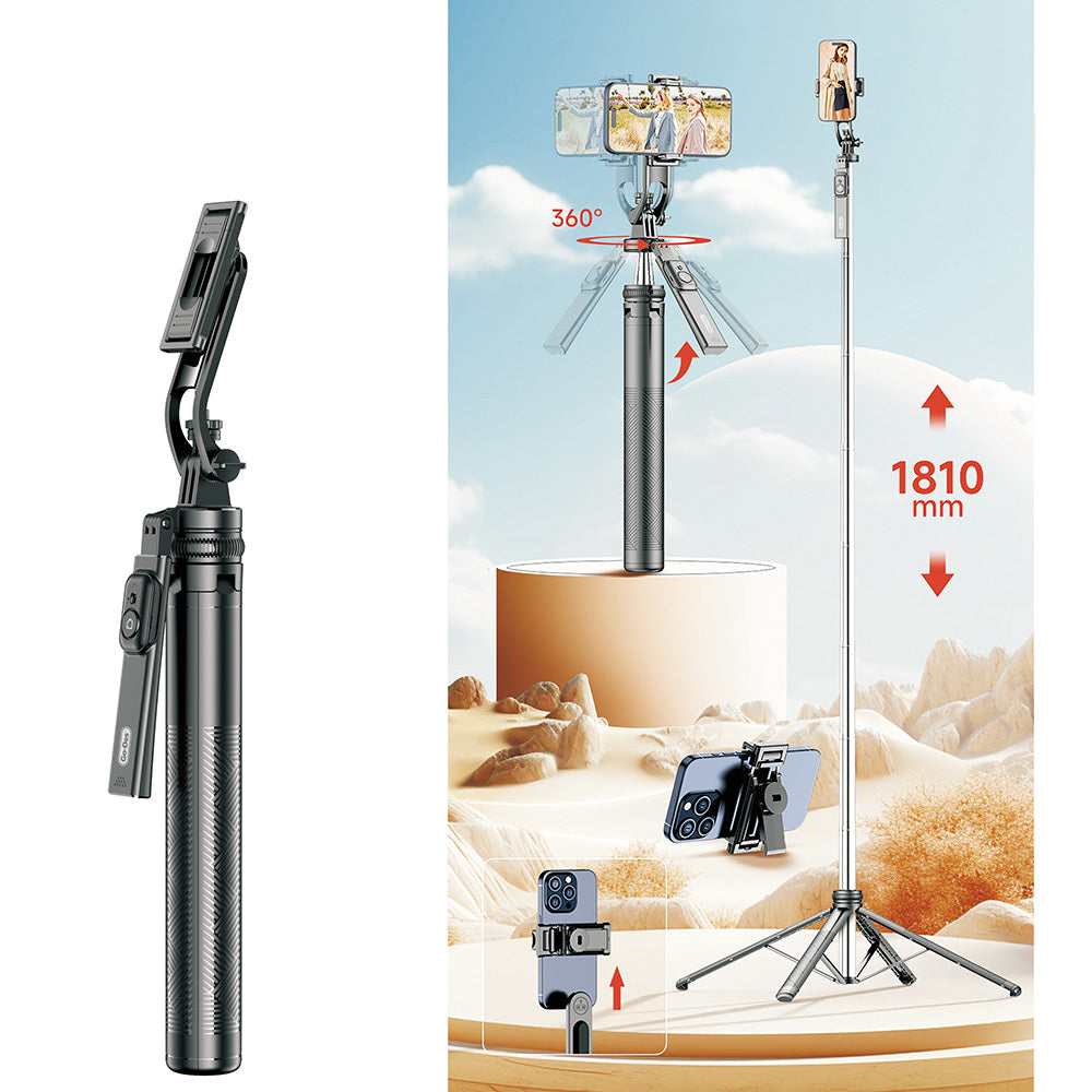Go-Des GD-ST89 Kumandalı Selfi Çubuğu ve Tripod 360 Derece Dönebilen Max 181 cm Siyah
