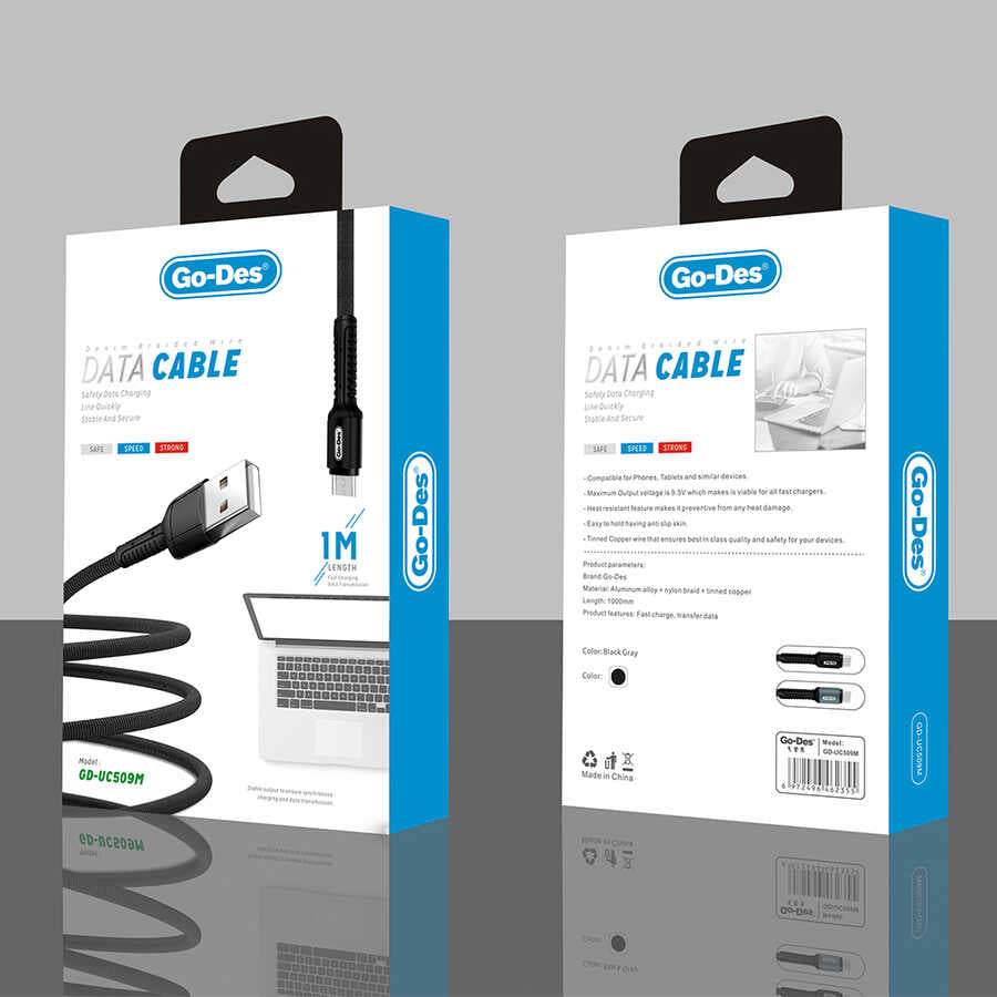 Go Des GD-UC509 Micro Usb Kablo Siyah