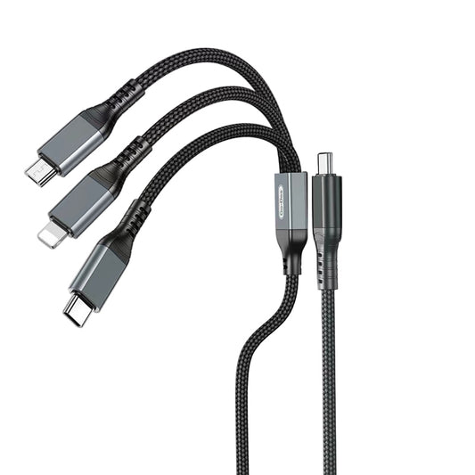 Go-Des GD-UC617 3in1 Type-C to Lightning – Type-C – Micro USB Ultra Hızlı PD Şarj Kablosu 100W 1.2M Siyah