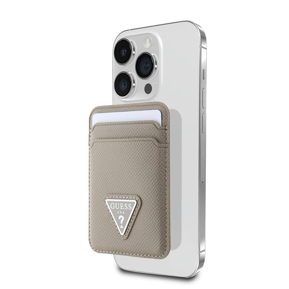 Guess Orjinal Lisanslı 2 Hazneli Üçgen Logolu Deri Magnetik Kartlık Mavi