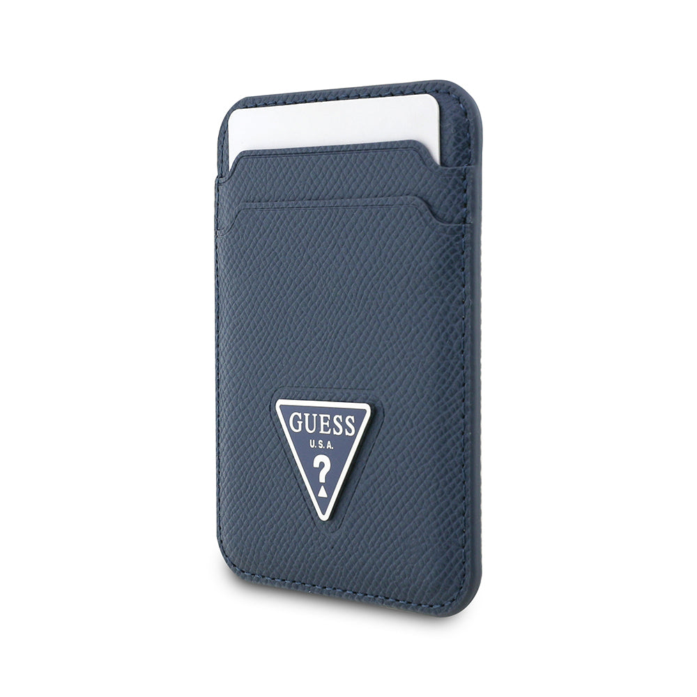 Guess Orjinal Lisanslı 2 Hazneli Üçgen Logolu Deri Magnetik Kartlık Bej