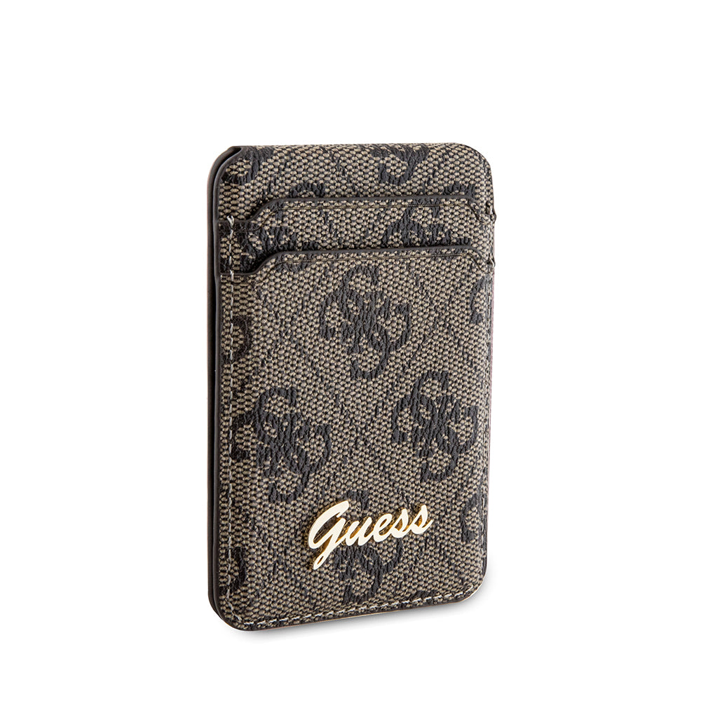 Guess Orjinal Lisanslı 4G Desenli Metal Script Logolu Magnetik Kartlık Siyah