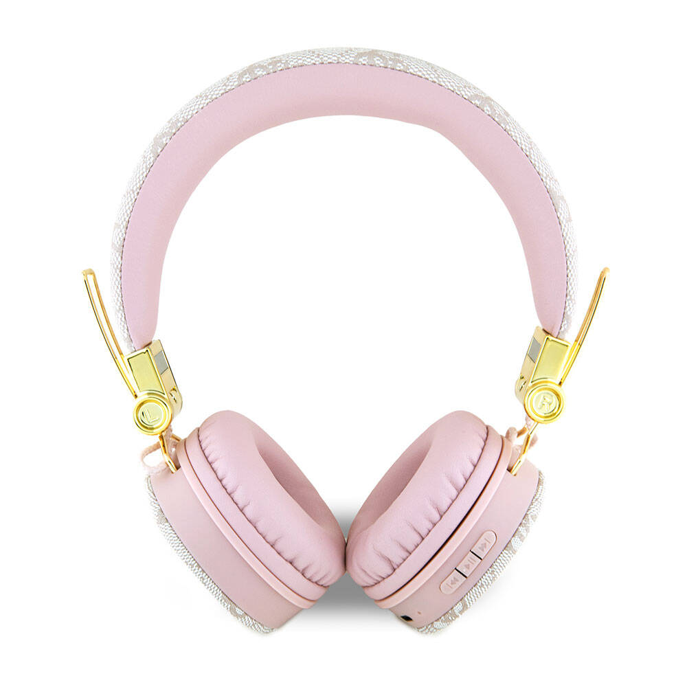 Guess Orjinal Lisanslı 4G Metal Logo PU Deri Ayarlanabilir Kulak Üstü Bluetooth Kulaklık Kahverengi