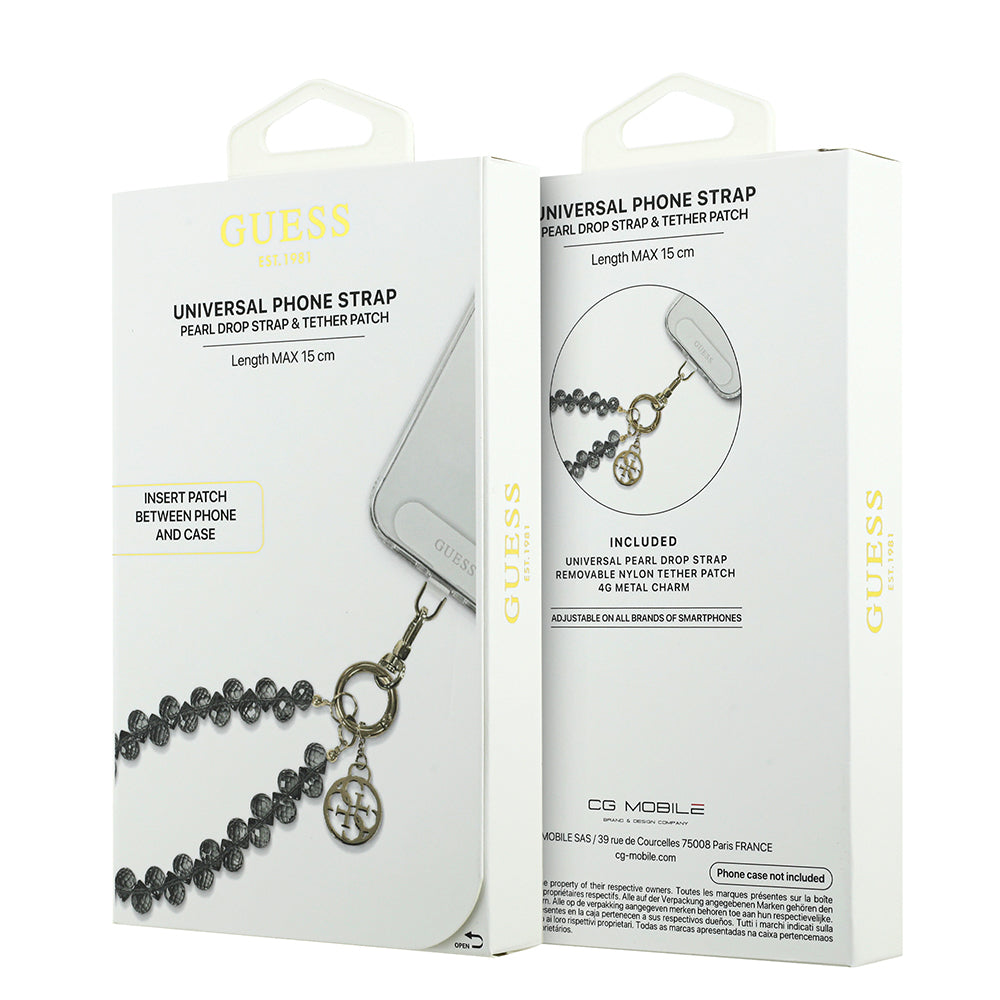 Guess Orjinal Lisanslı 4G Metal Logolu Kristal Taşlı Telefon Bilek Askı Zinciri Gold
