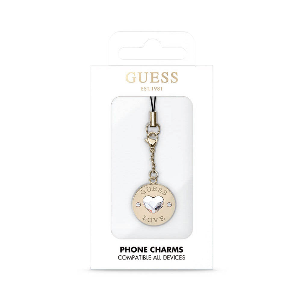 Guess Orjinal Lisanslı Kalp Yapay Elmas Taşlı Telefon Askı İpi Gold