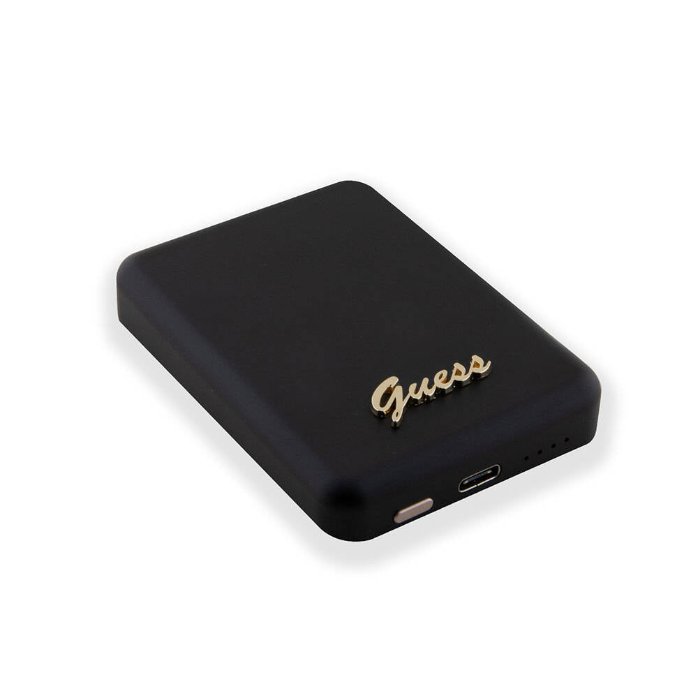 Guess Orjinal Lisanslı Magsafe Şarj Özellikli Metal Yazı Logolu Powerbank 5000mAh 15W Gold
