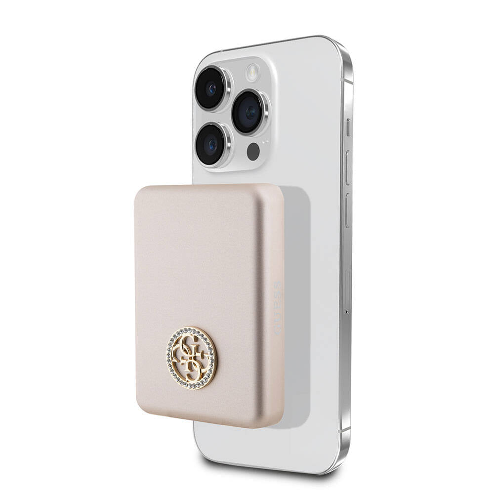 Guess Orjinal Lisanslı Magsafe Şarj Özellikli Taşlı 4G Logolu Powerbank 3000mAh 5W Siyah