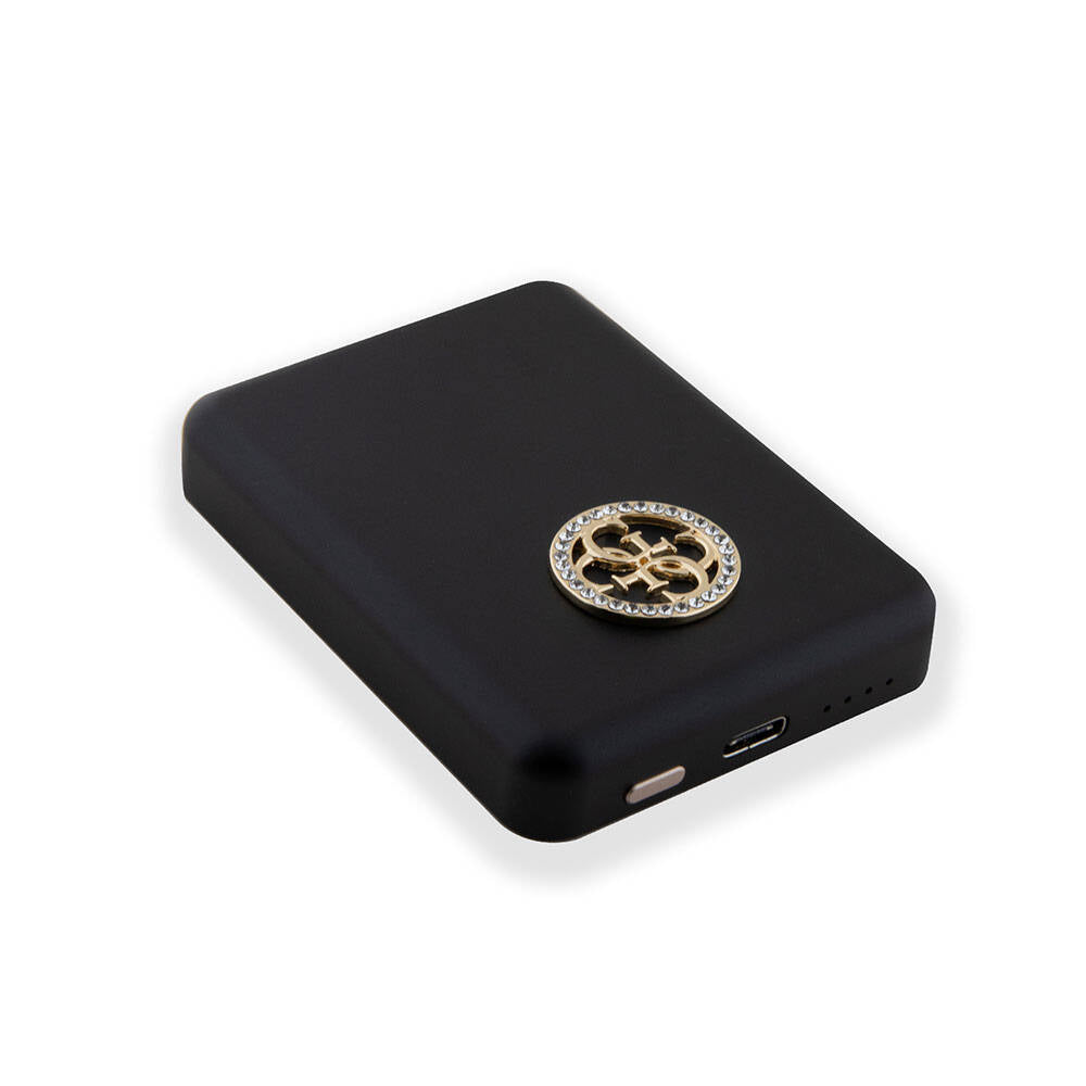 Guess Orjinal Lisanslı Magsafe Şarj Özellikli Taşlı 4G Logolu Powerbank 5000mAh 15W Gold