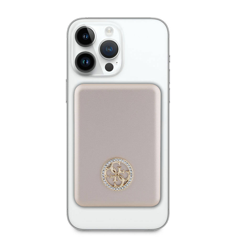 Guess Orjinal Lisanslı Magsafe Şarj Özellikli Taşlı 4G Logolu Powerbank 5000mAh 15W Gold