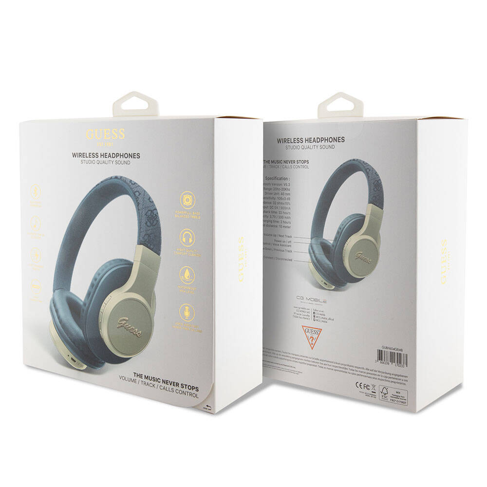 Guess Orjinal Lisanslı Script Gold Serisi Metal Yazı Logolu 4G Desenli Bluetooth Kulaklık Siyah