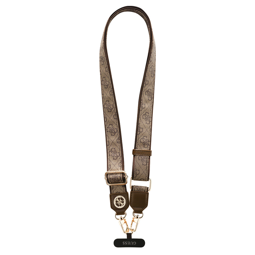 Guess Orjinal Lisanslı Taşlı 4G Metal Logolu Çapraz Vücut Telefon Askı Kayışı 150cm Pembe