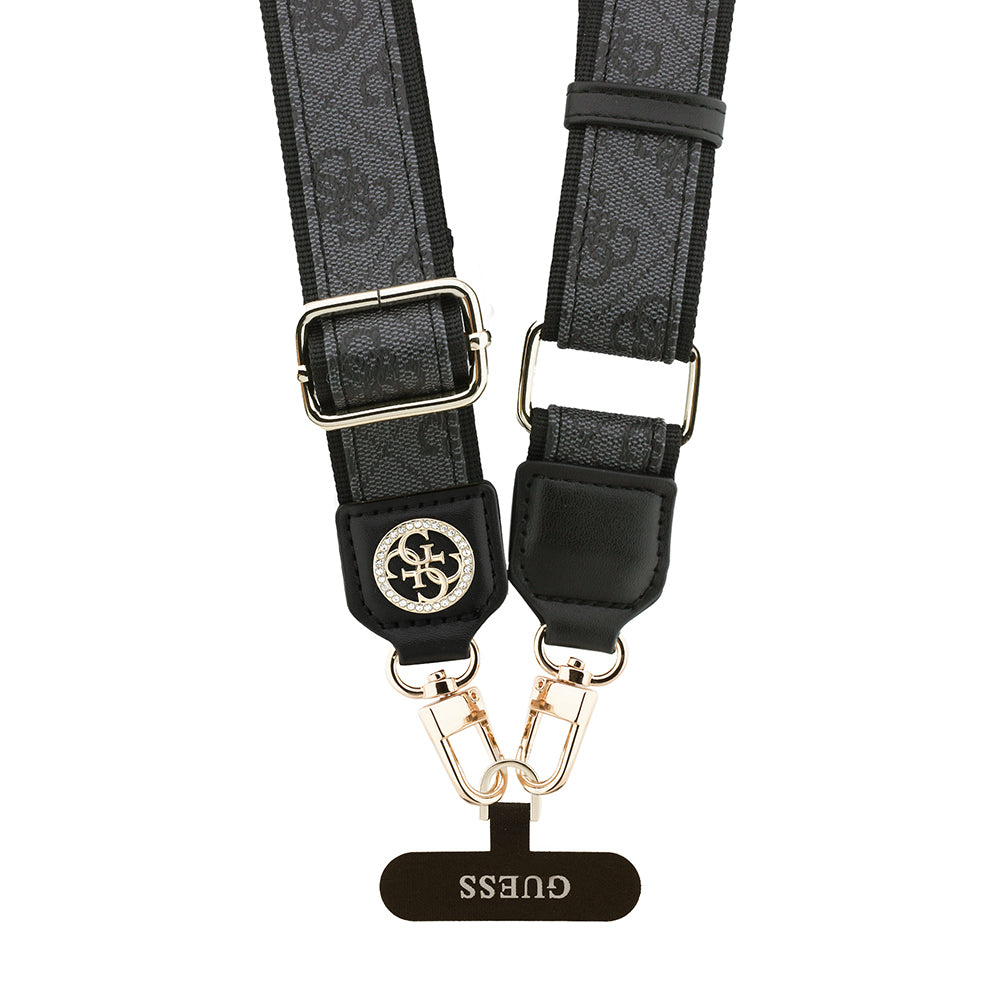 Guess Orjinal Lisanslı Taşlı 4G Metal Logolu Çapraz Vücut Telefon Askı Kayışı 150cm Pembe