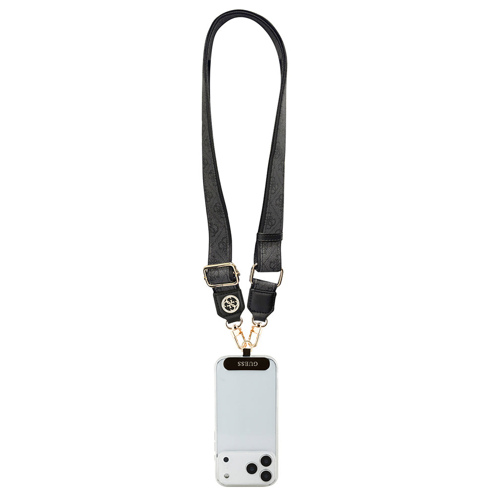 Guess Orjinal Lisanslı Taşlı 4G Metal Logolu Çapraz Vücut Telefon Askı Kayışı 150cm Pembe