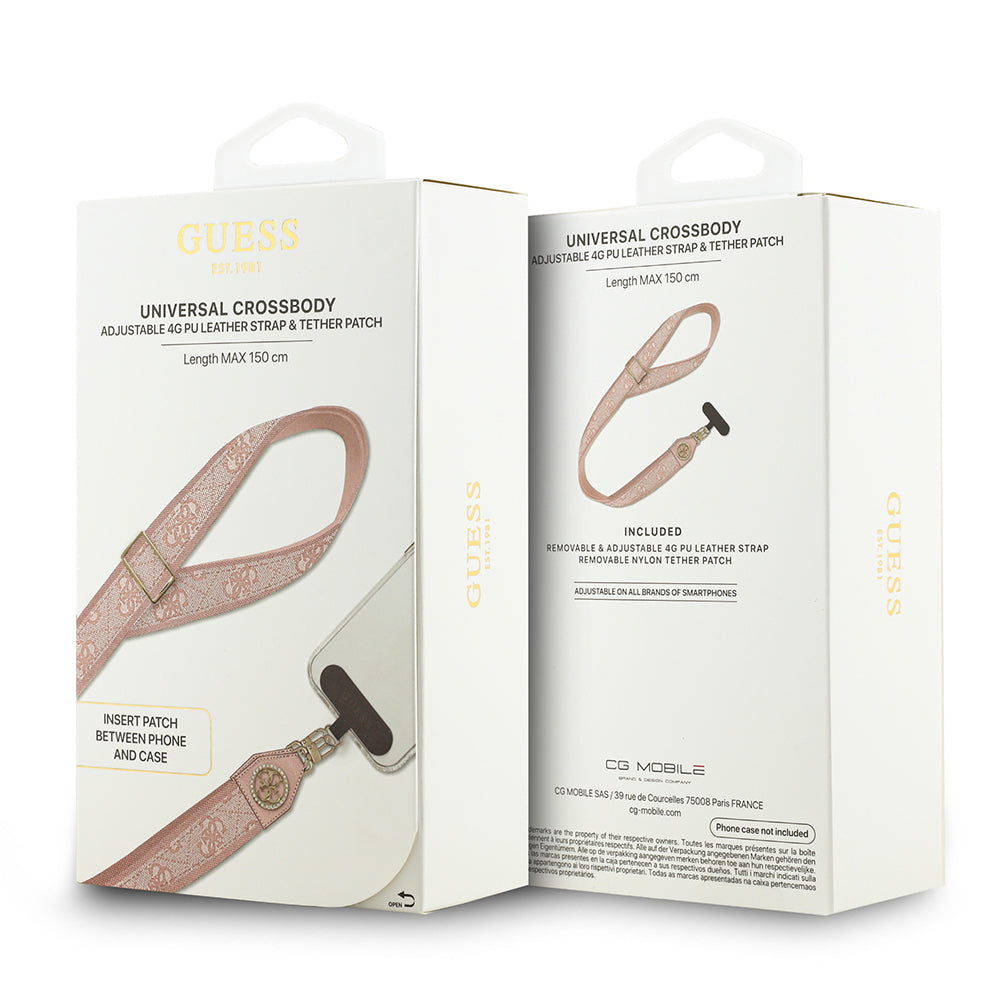 Guess Orjinal Lisanslı Taşlı 4G Metal Logolu Çapraz Vücut Telefon Askı Kayışı 150cm Kahverengi