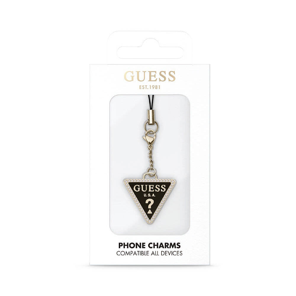 Guess Orjinal Lisanslı Taşlı Üçgen Logolu Telefon Askı İpi Gold