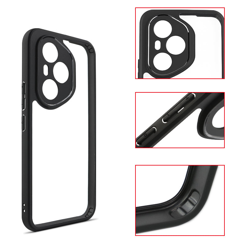 Honor 400 Pro Kılıf Kamera Korumalı Şeffaf Arka Yüzey Zore New Roll Kapak Siyah