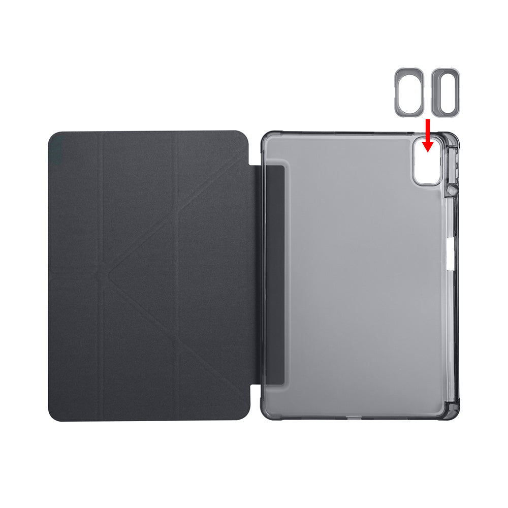 Huawei Matepad SE 11 Kılıf Zore Tri Folding Kalem Bölmeli Standlı Kılıf Gri