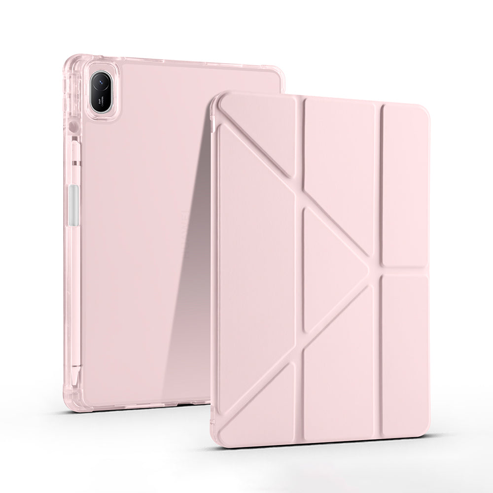 Huawei Matepad SE 11 Kılıf Zore Tri Folding Kalem Bölmeli Standlı Kılıf Rose Gold