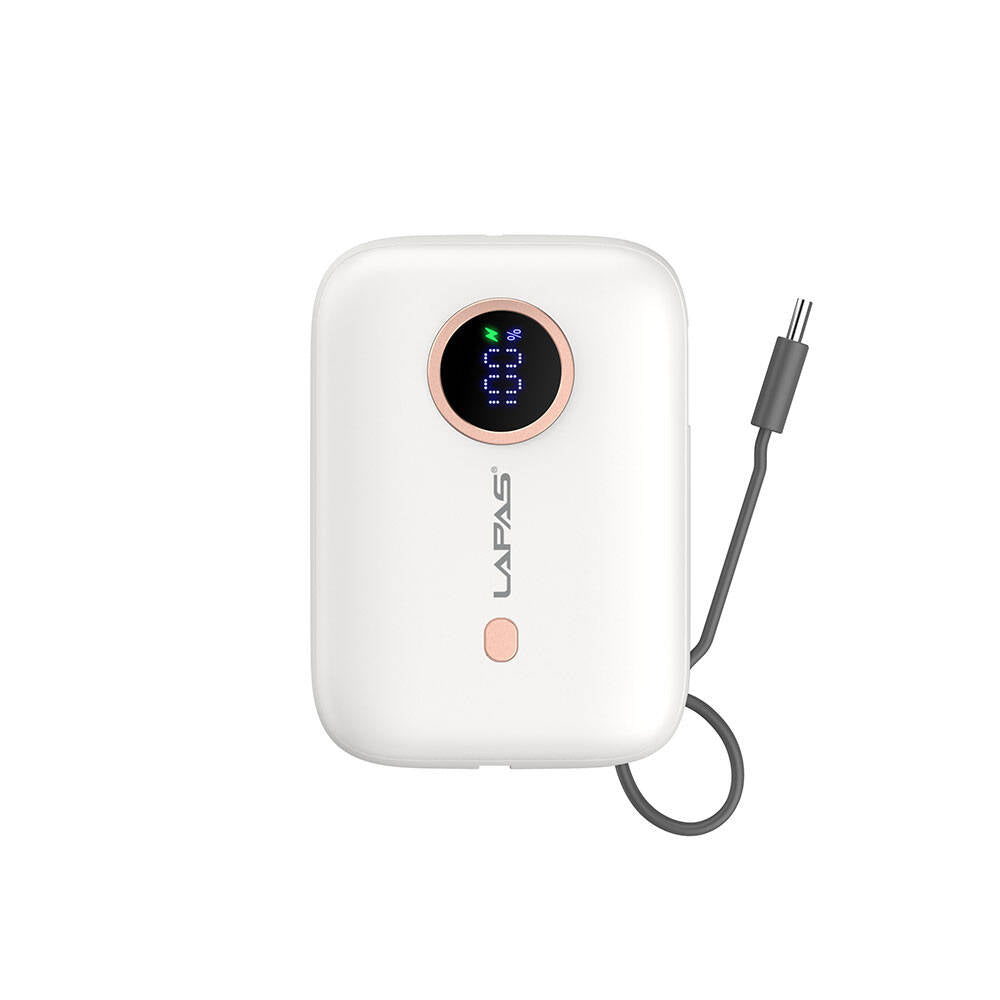 Lapas LP-PW001 Dijital LED Göstergeli Type-C Kablolu Taşınabilir Powerbank 10.000mAh Siyah