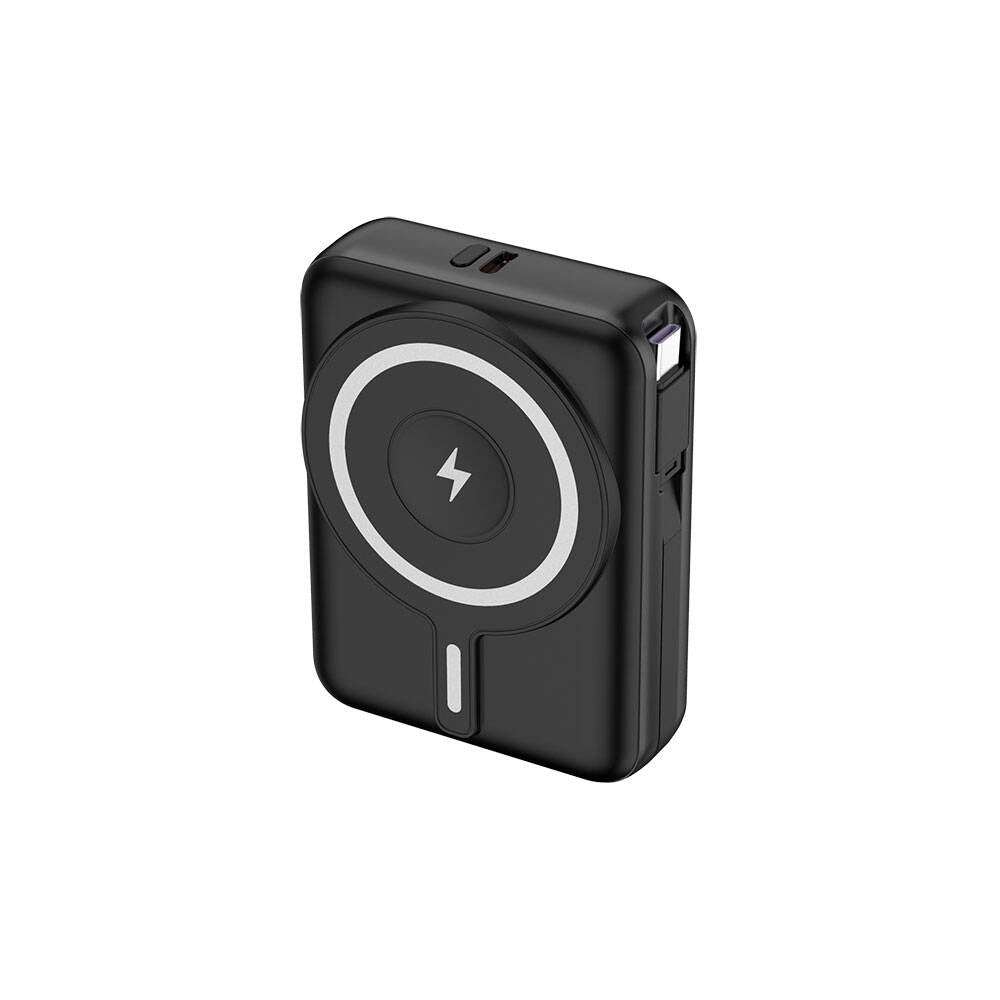 Lapas LP-PW002 Dijital LED Göstergeli Type-C & Lightning Kablosuz Taşınabilir Powerbank 10.000mAh Siyah