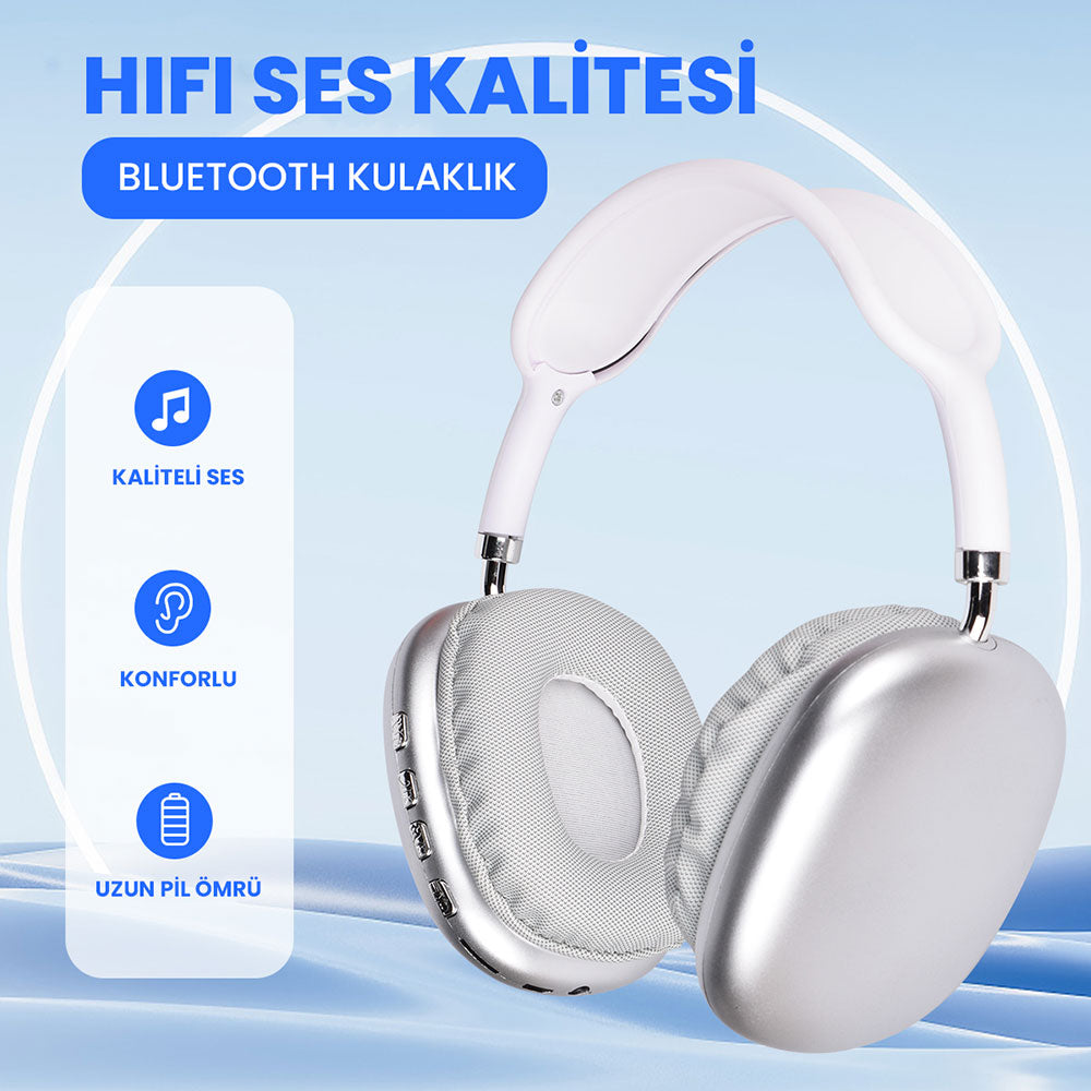 Lapas P10 Hi-Fi Ses Kalitesi Ayarlanabilir ve Katlanabilir Kulak Üstü Bluetooth Kulaklık Kırmızı