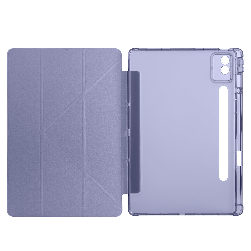 Lenovo Idea Tab Pro 12.7 TB-373FU Kılıf Zore Tri Folding Kalem Bölmeli Standlı Kılıf Lila