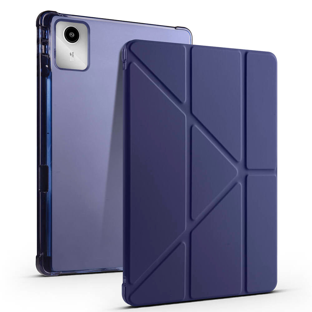 Lenovo M11 TB-330FU Kılıf Zore Tri Folding Kalem Bölmeli Standlı Kılıf Rose Gold