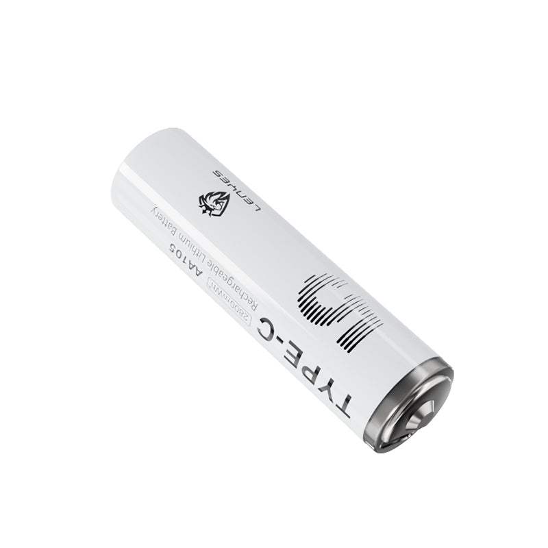 Lenyes AA105 Type-C Şarj Portlu Şarj Edilebilir AA Lityum-ion Pil 2800mWh 1.5V 2 Adet Beyaz